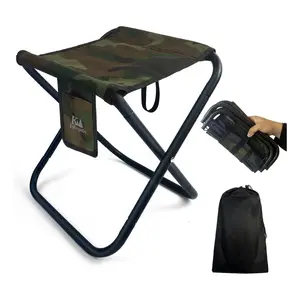 Upgraded Portable Folding Stool, 13 Inch Camping Stool for Adults Fishing Hiking Gardening and Beach with Carry Bag, Hold Up to 450lbs[Camo]