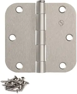 Door Hinges Satin Nickel 3.5 Inch Interior Hinges 5/8" Radius - 12 Pack