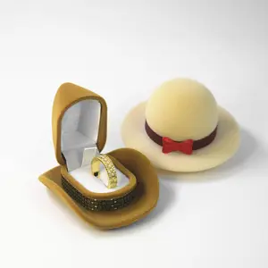 Creative Western Cowboy Hat Jewelry Box – Velvet Ring Storage Display for Women, Perfect for Engagement Wedding Ceremony