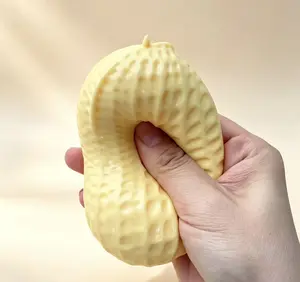 Large Peanut Squishy Fidget Hobby Stress Relief Toy, Soft Stretchable Squeeze Sensory Plaything, Realistic Nut Shaped Toy with Satisfying ASMR for Hobby Collectors