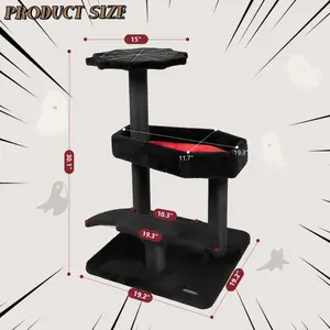Summervibes Multi-Layer Cat Tree with Scratching Post & Cave Bed - Space-Saving Cat Playground for Small Apartments