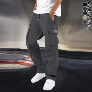 Men's Casual Fashion Work Pants with Multi-Pockets & Drawstring Waistband Straight-Leg Trousers for All-Season Wear Comfortable & Versatile Athletic Pants Ideal for Everyday Activities & Hiking Trips - Menswear, Long Summervibes
