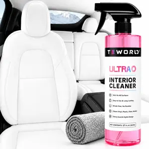 Tesla Seat Cleaner & Stain Remover, Interior Cleaner for White & Black Vegan Leather, Interior Cleaning Kit for Seats, Console, Dash, Model 3, Y, S, X, Cybertruck Accessories 2026 (Cherry Pink)