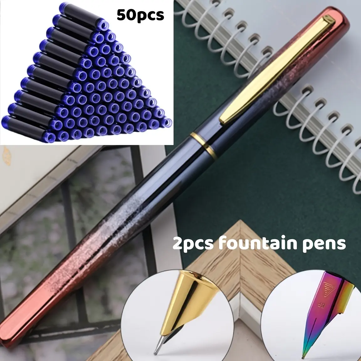 2 red pens + 50 blue ink cartridges