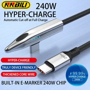 NNBILI high-speed train LED light charging cable, A-C, 3AC-C65W, 6AC-C240W cables, suitable for Huawei OPPO charging data cable, Type c charging