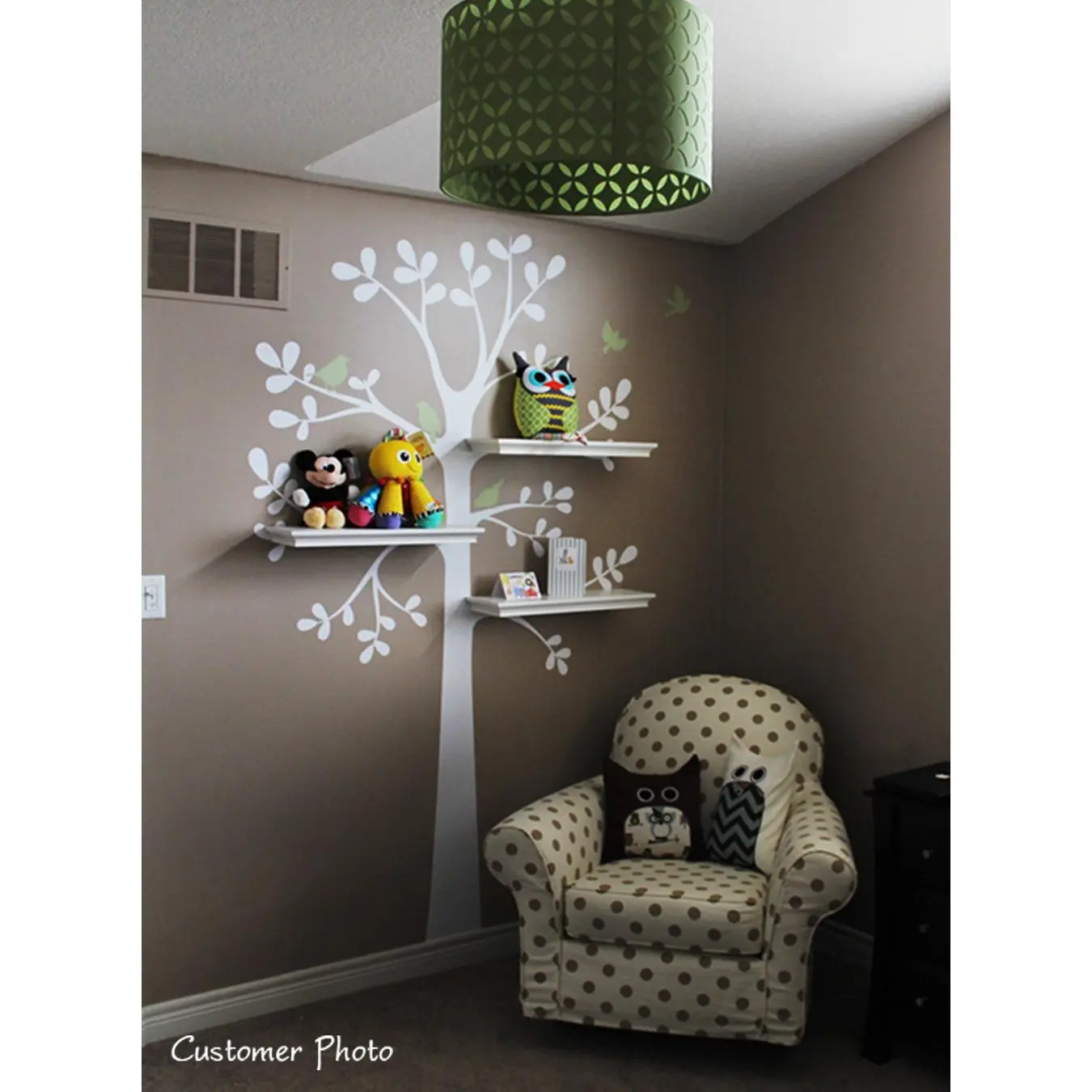 Multi-Size Bird Shelving Tree Wall Decal, Room Decor Sticker, Accent Wall Decoration Item for Shelves (Scheme B), Shelf