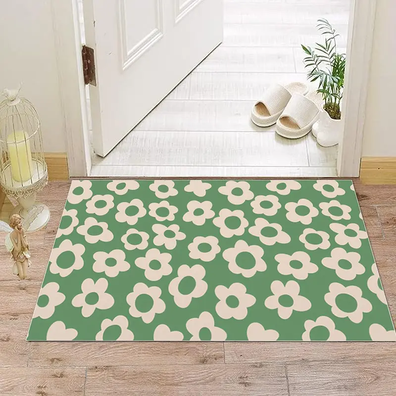 Cute Daisy Pattern Door Mat, Non-Slip Soft Carpet Rug, Home Decor, Ideal for Entryway Living Room Bedroom Flooring