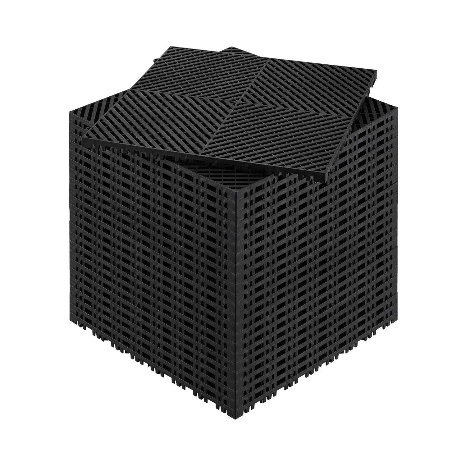 Thick Secure Solid Interlocking Drainage Bath Mat Cushion - 15.7in x 15.7in Square Modular Synthetic Non-Skid Waterproof Mat for Indoor Bathroom, Garage Floor, Father's Day Home Gift
