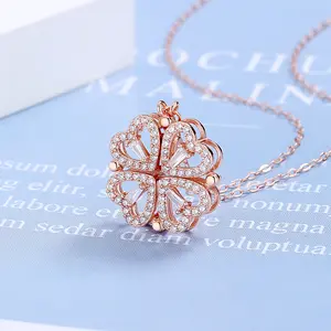 Lucky Heart Necklace: Elevate Her Style with Exquisite 4-Leaf Clover Elegance-for Girlfriend