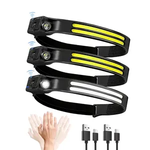 LED Headlamp Rechargeable, 230° COB Super Bright Head Lights for Forehead, Hard hat Light for Adults, USB C Headband Flashlight for Work,Hunting,Fishing,Hiking, Camping Essentials Gear