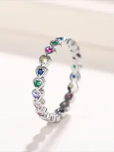 Women's Colorful Heart Ring, Heart Shaped Ring, Fashion Promise Ring, Valentine's Day Christmas Gift, Bridal Wedding Engagement Jewelry, Daily Wear Decorative Accessories