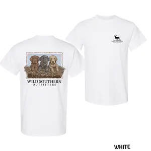 Unisex🐕 Dog Trio Hunting Short Sleeve T-Shirt, Labrador Cotton Graphic Tee, Funny Graphic Tee, Trendy T-Shirts, Oversized T Shirts, Casual Streetwear Summer Tee, Soft Cotton Graphic Tees, Country Outdoor Hunter Style fits