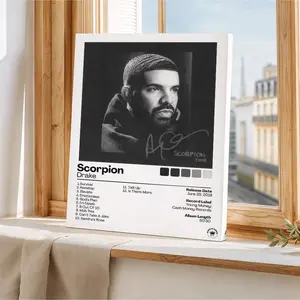 Minimalist Hip Hop Wall Art, Drake Scorpion Album Poster Print, Monochrome and Canvas, Living Room & Bedroom Decor, Modern Home Decor, Unframed