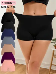 Women's Solid Color Seamless Bodyshorts, Soft Comfy Breathable Panty for Daily Wear, Breathable&Stretch Fabric,Basic Underwear for All Seasons,Women's Basic Bottoms Shorts,Womenswear
