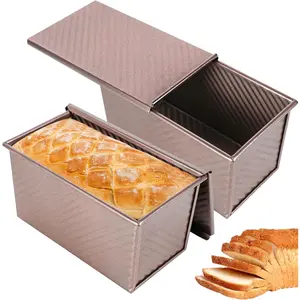 2pack Pullman Bread Pans with Lid, 1LB Capacity Bread Loaf Pan, Non-Stick, Easy Release Sandwich Bread Loaf Pan for Baking Homemade Bread