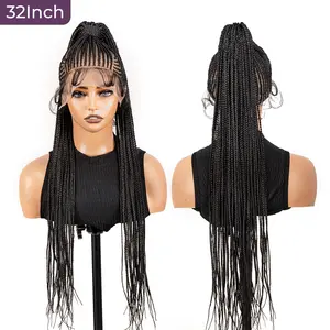 SuperNova 32 Inch Full Lace Synthetic Braided Wig High Ponytail Natural Hairline Women's Wig with Natural Hairline and Comfortable Fit Ponytailwig