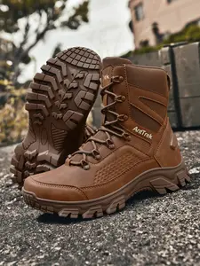 Men's High Top Tactical Boots, All Terrain Military Combat Shoes, Lightweight Durable Outdoor Hiking Boots, Rubber Sole, Anti-Slip Waterproof, Hiking and Daily Wear