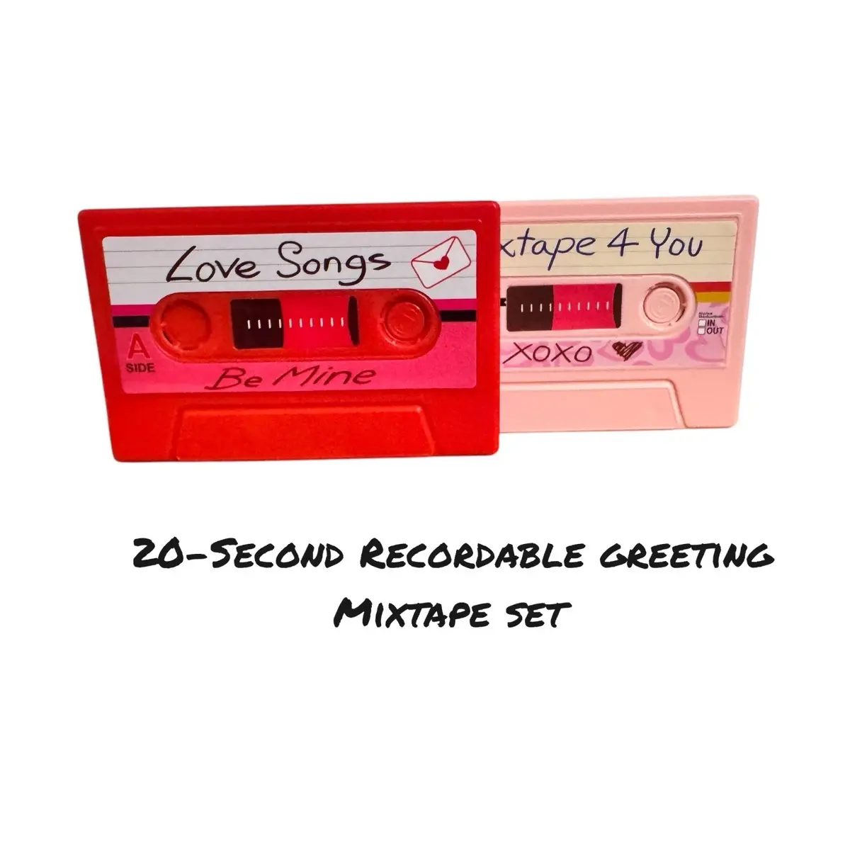 2-pc Set,Recordable Greeting Cassette tapes,Recordable greeting cards, 4in-Recordable greeting cassette set