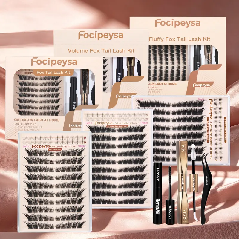 Focipeysa FoxTail Lash Clusters | Siren Eyes LC Curl 10-18mm Wispy Fox Eye Eyelash Clusters | Natural,Ultra-Dense, Waterproof, All-Day Hold | with Bond and Seal,Tweezers | Easy DIY for Beginners, Salon-Quality Home Lashes#TikTokShopFallDealsForYou