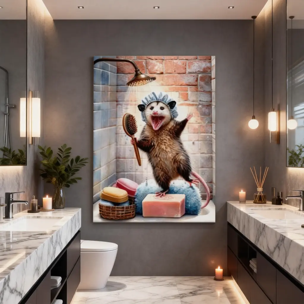 Opossum Fantasy Animal Canvas Wall Art Print - Waterproof Home Decor Products, Durable Digital Print, Portable Easy-Install Wardrobe/Bathroom Hanging Gift