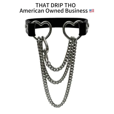 ThatDripTho Punk Goth Style Layered Chain Leather Necklace Choker for Men & Women, Fashion Jewelry for Party, Daily Wear, Durable Chains with Adjustable Chain Design, Gothic-Inspired Accessories for Birthday Gifts, Special Occasions