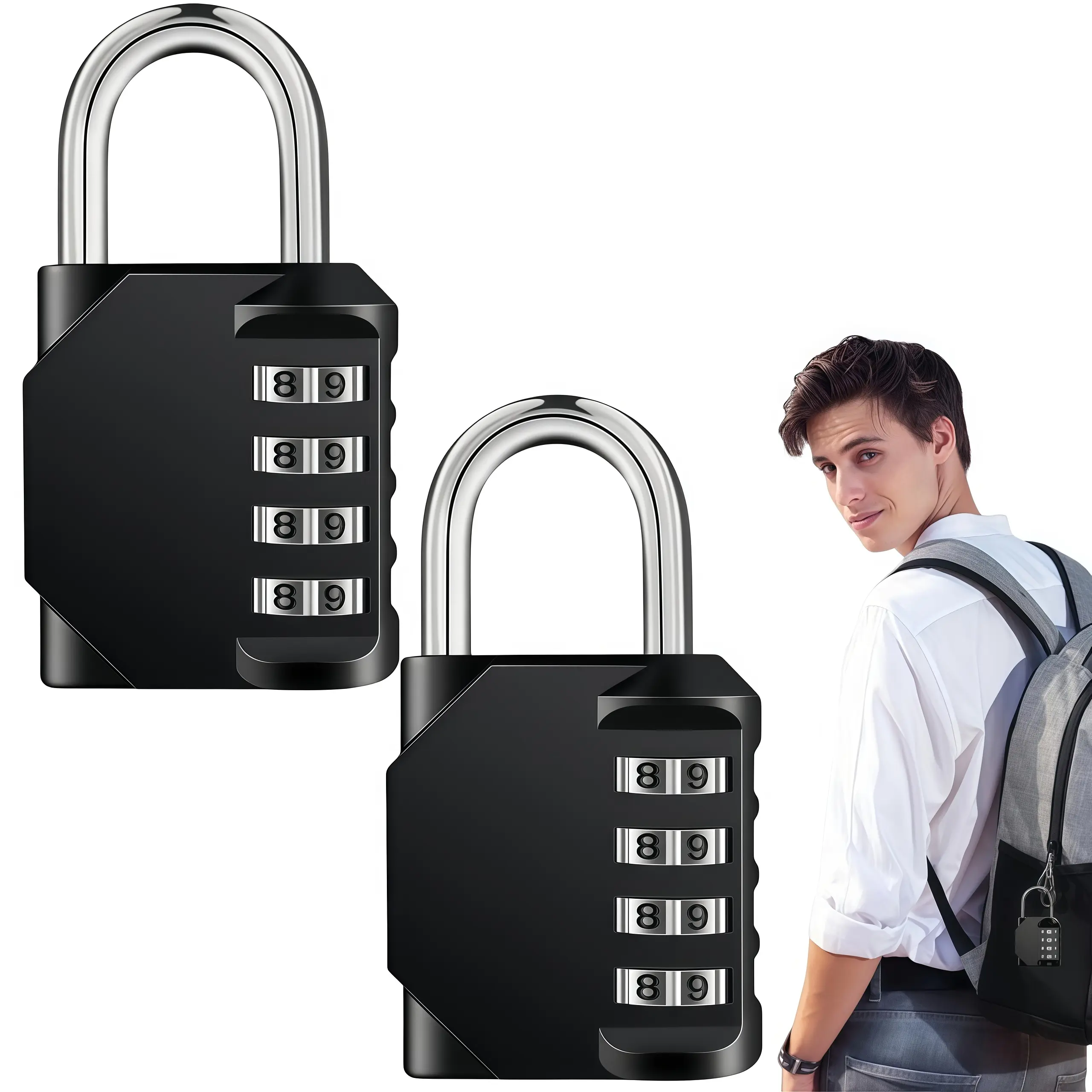LMMAKE 1PC/2PCS Premium Resettable 4-Digit Keyless Combination Padlock, Weatherproof Construction, Ideal for Lockers, Storage Units, for Gym-Goers, Professionals Seeking Secure Key-Free Access