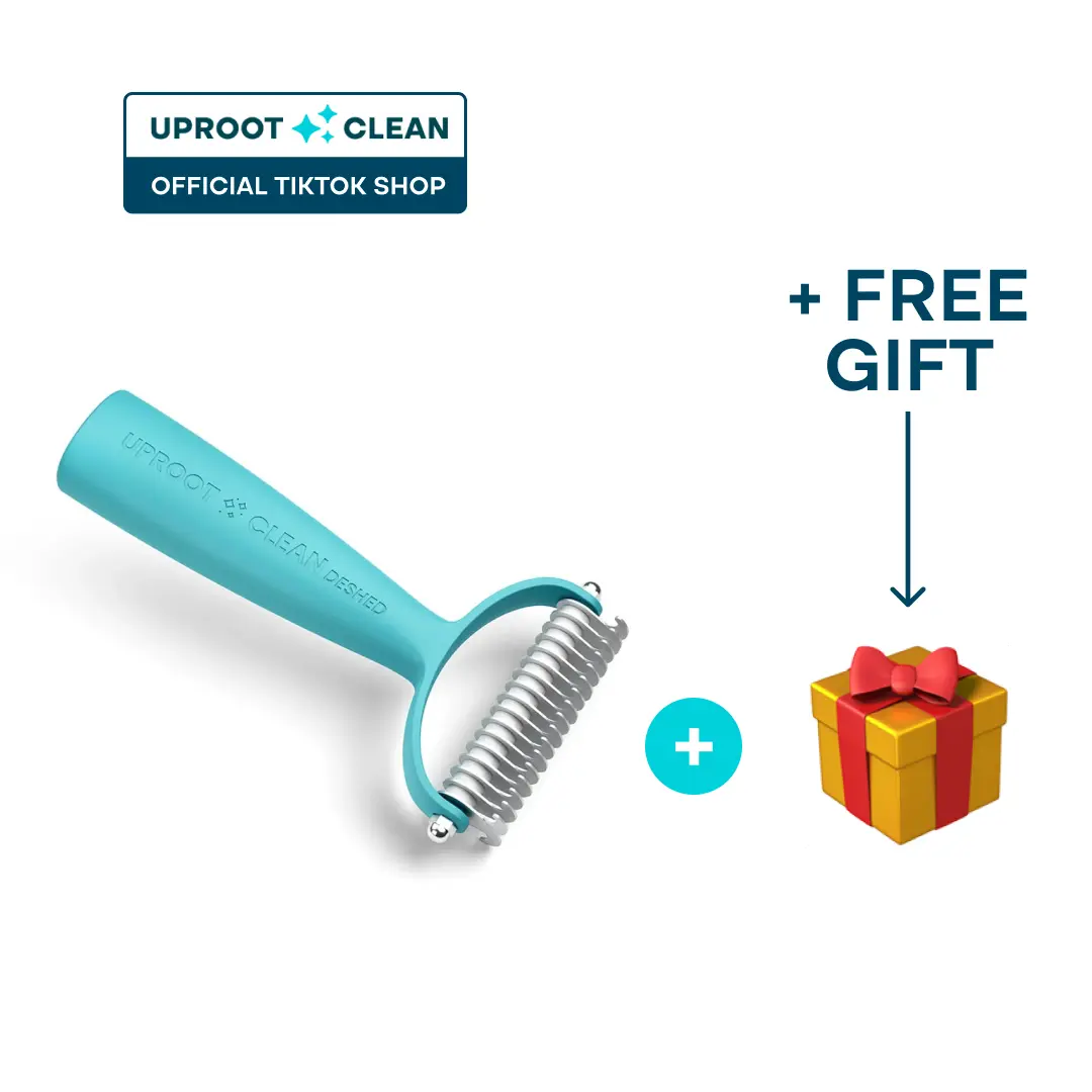 Uproot Clean Deshedder for Dogs Cats & Bunnies - Grooming Tool with 9 & 17 Blades for Medium & Long Hair - Gentle Deshedding Brush for Comfortable Pet Care