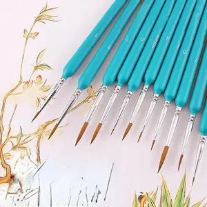 11pcs/set Miniature Paint Brushes, Detail Fine Tip Paint Brushes Set, Classic, Versatile, Suitable for Artists, Acrylic Painting, Oil, Watercolor, Face, Nail, Scale Model Painting, Line Drawing, Fine Lines, Fine Tip Precision
