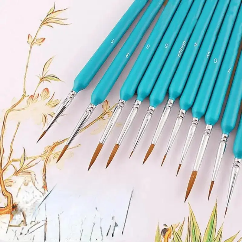 11pcs/set Miniature Paint Brushes, Handles, Detail Fine Tip Paint Brushes Set, Detailed, Suitable for Artists, Acrylic Painting, Oil, Watercolor, Scale Model Painting, Line Drawing, Fine Lines, Fine Tip Precision
