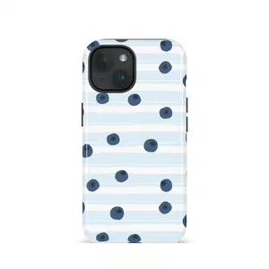 Light blueberry striped, durable, shock-absorbing, glossy 2-in-1 phone case, compatible with iPhone 17, 15, 14, 13, 12, 11, X, Samsung and other models. Makes a great holiday gift for friends or family.
