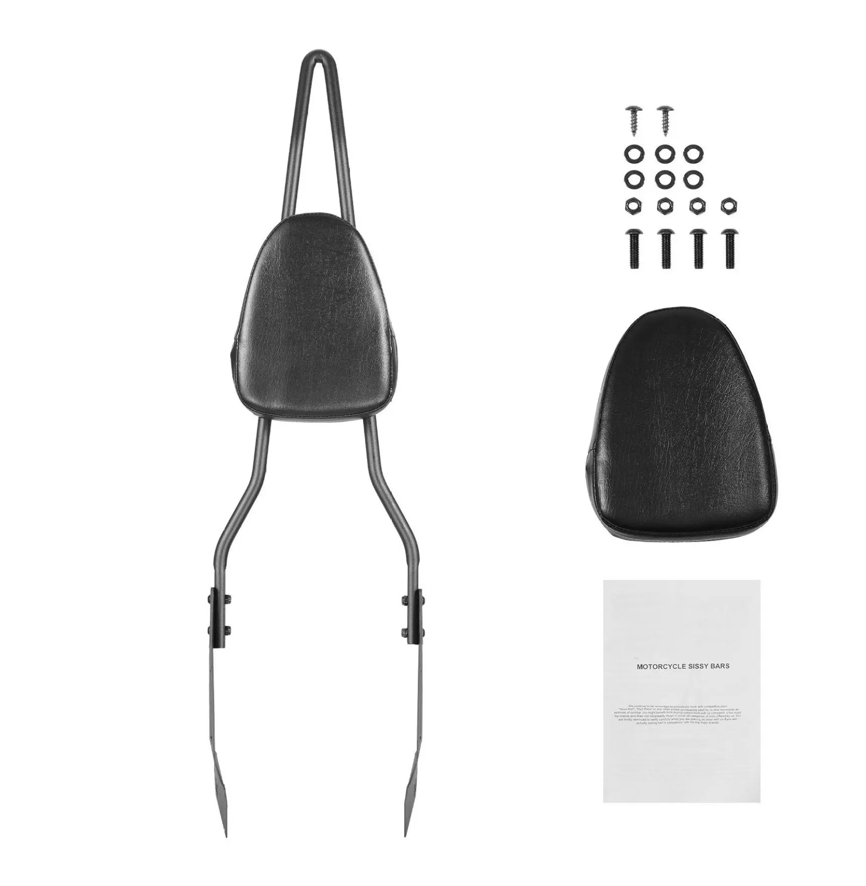 Motorcycle Backrest Sissy Bar, Harley Dyna Street Glide Road King, 29" Detachable Passenger, Black V-Shaped Structure 26-28 inch