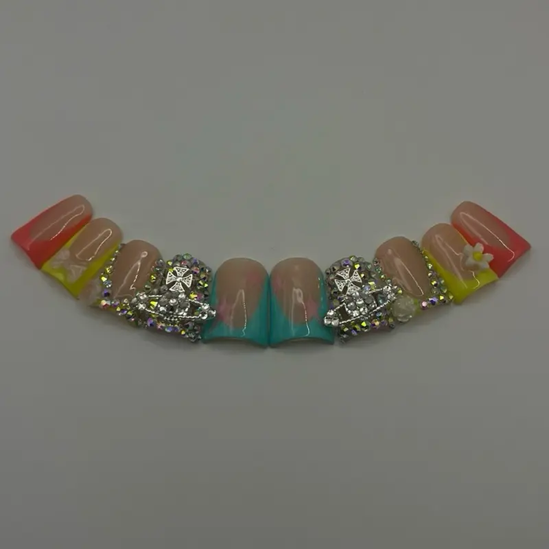 Spring bling fling press on nails