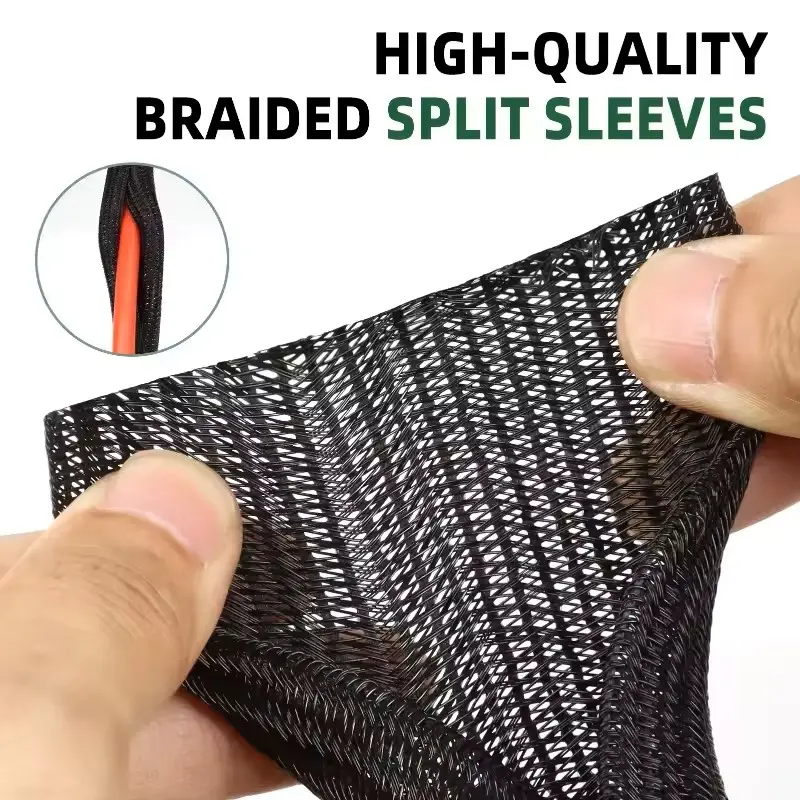 Braided Cable Sleeve Flame Retardant Wire Loom Protector Cord Management Tubing