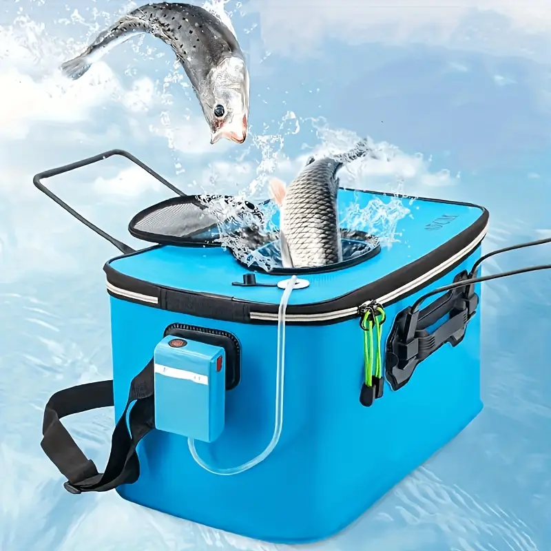 Orange Foldable EVA Fishing Bucket - Universal Portable Live Bait Container with Handle for Outdoor Camping, Hunting, Durable