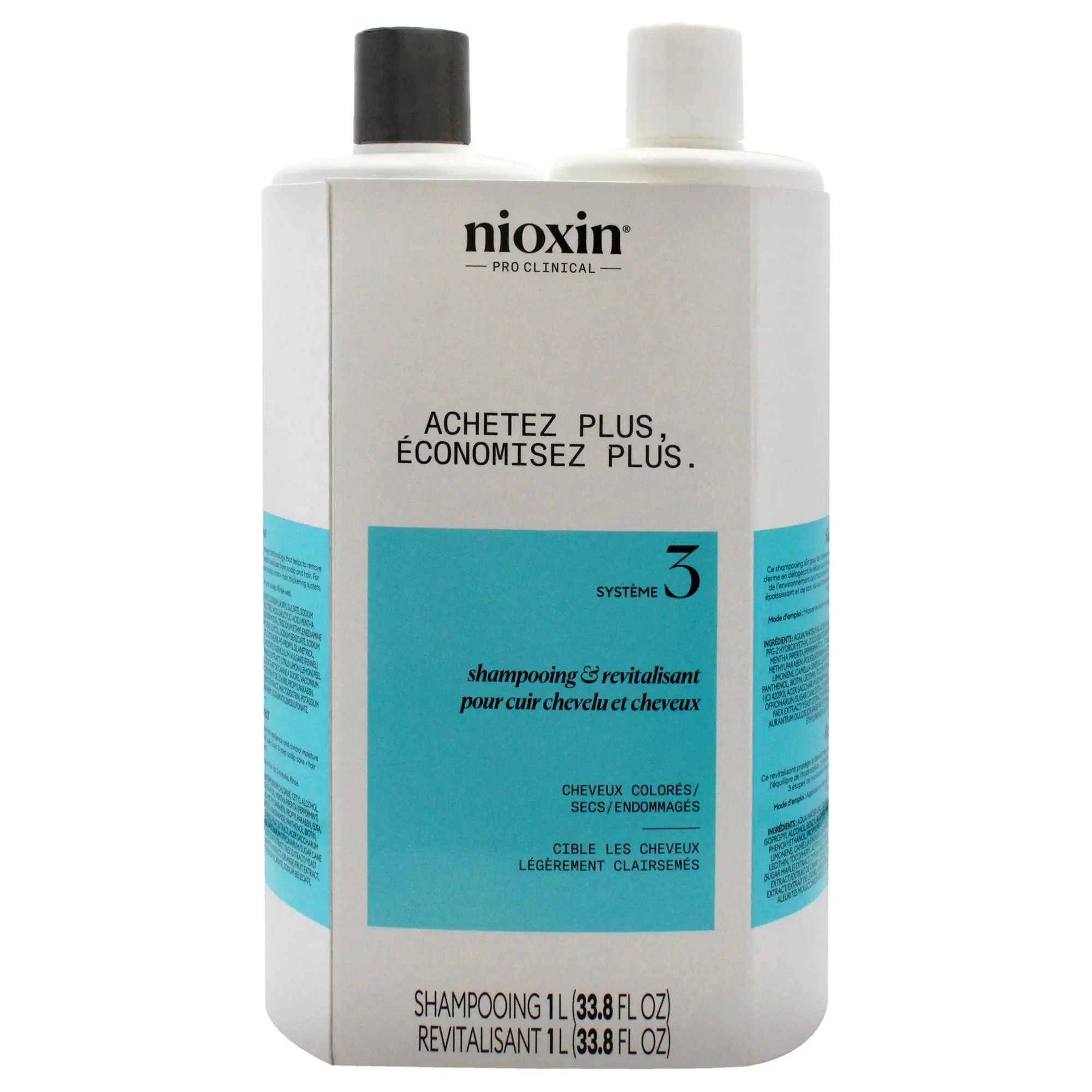 Nioxin System 3 Duo Kit Unisex Haircare Bottle Set - 2 x 33.8 fl oz Shampoo, Conditioner for Healthy Hair
