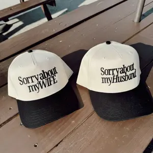 Sorry about my Husband/Wife Vintage Trucker Hat White & Black Leopard Print Women's Cap