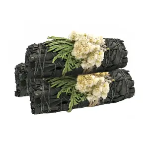 “Midnight Bloom” Floral White Sage Cleansing Wand with Dried Florals Calming Home Fragrance Aromatherapy Atomising Diffuser