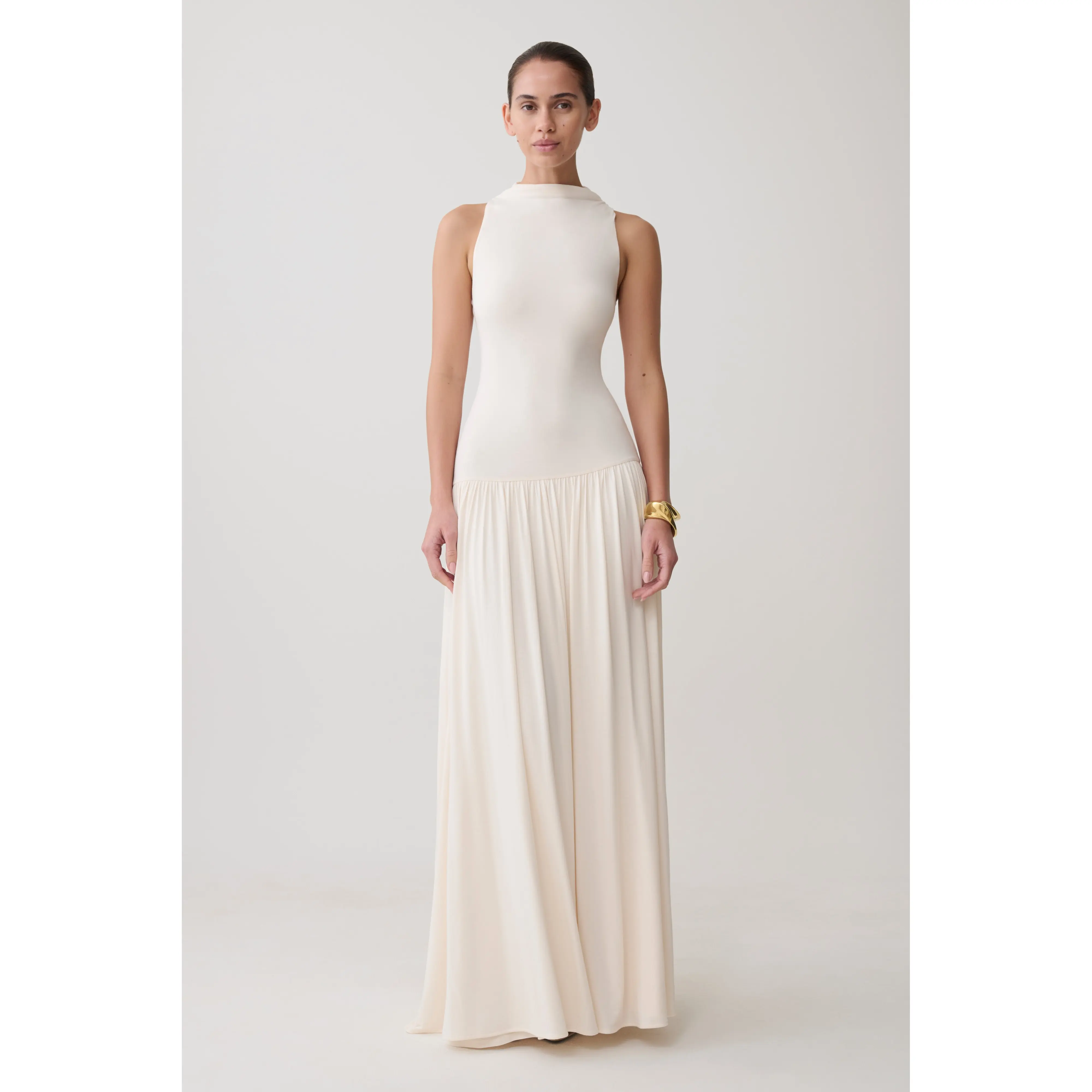 Zsela High Neck Modal Maxi Dress - Ivory Zsela High Neck Modal Maxi Dress - Ivory