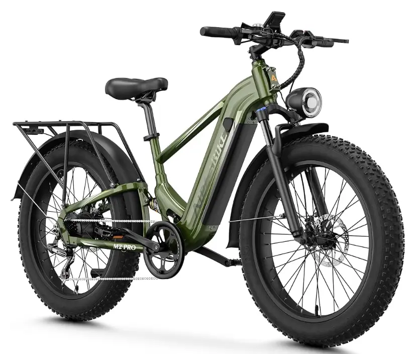 M2 Pro Electric Bike for Adults, 1800W Peak Motor, 85-Mile Long Range 26"x 4" Fat Tire Ebike, 48V 17.5Ah Battery Electric Mountain Bike, Dual Suspension, Dual Disc Brakes for Trails & Off-Road