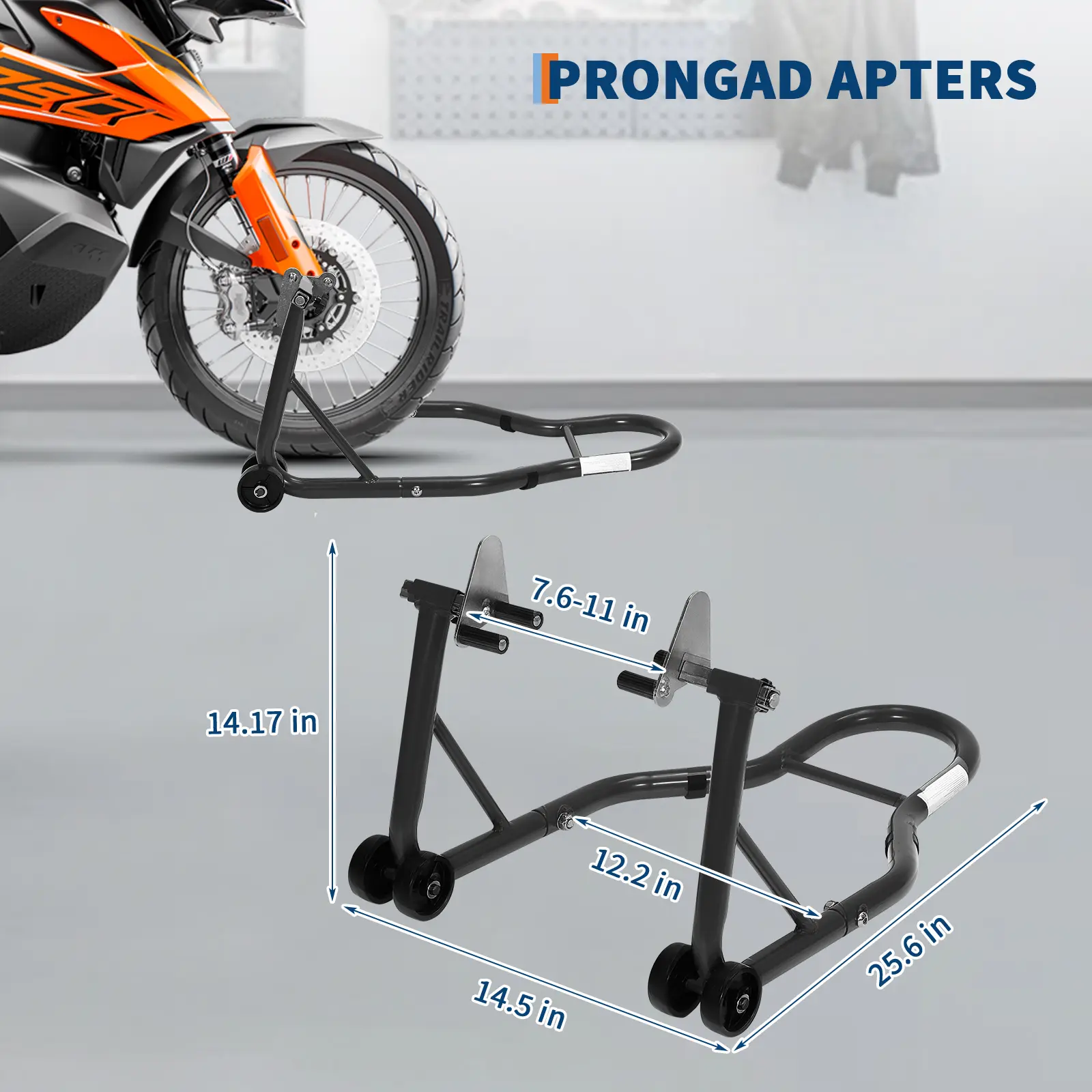 Heavy Duty 900 lbs Motorcycle Stand Combo Adjustable Front and Rear Wheel Paddock Lift with U and L Spool Adapters for Maintenance Tire Changes Storage and Cleaning Fits Most Sport Cruisers and Dirt Bikes
