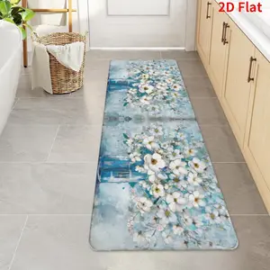 Flower printed floor mat 40x120cm Runner Rug Washable Kitchen Rugs Hallway Runner Rug Non-Slip Soft Printed Kitchen Runner for Hallways, Modern Floor Carpet for Entryway Bedroom Hall Indoor