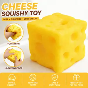 cheese-shaped soft rubber sensory stress-relieving toy, this charming cheese-shaped squeeze toy can relieve anxiety, improve concentration, relax the mind and body, and bring fun. Cheese Squishy Cube