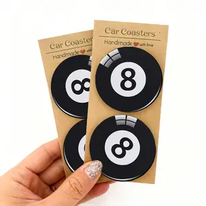 Billiard No. 8 Car Coasters, 4pcs Gift-Ready Design, Enhance Your Travel Experience, Perfect for Gifting & Personal Use