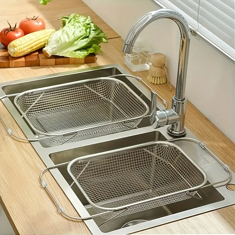 1pc Expandable Stainless Steel Filter with Drain Basket - Perfect for Vegetables And Kitchen Accessories Can Be Paired with A Fruit Basket Worth Choosing
