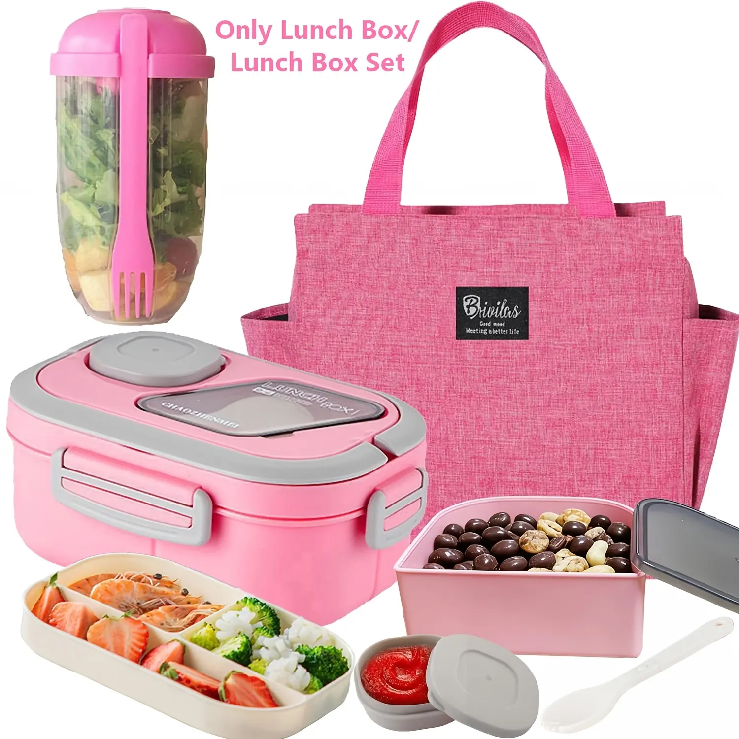 Adults & Women Multi-Purpose Lunch Box Set, Leak-Proof Bento Box with Cup, Snack Box, Leakproof Lunchbox and Lunch Bag. Reusable Meal Prep Kit, Ideal for Work, School and Travel, Leakproof Food Containers