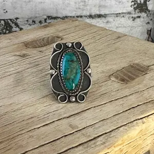 Size 5.5 Vintage Sterling Silver Turquoise Ring