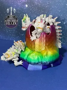 3D Printed Baby Lunar Dragon Figurine with Funfetti and Rainbow Colors