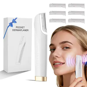 Sonic Dermaplaning Tool for Face Hair Trimmer Peach Fuzz Remover for Face & Eyebrows, Rechargeable Cordless Portable Shaver with 6 Replacement head ,Rechargeable Dermaplanes Razor