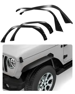 【GARVEE】Flat Fender Flares for 2018-2024 Jeep Wrangler JL & JLU Unlimited (2/4 Doors) Front & Rear Off-Road Fenders, Heavy Duty Solid Steel Metal Black 4PCS