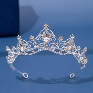 Teens Princess Baroque Style Tiara, Elegant Rhinestone Crown Hair Accessories, Girls Birthday Holiday Party Decors Gift, Costume Photography Props Stage Performance Accessories